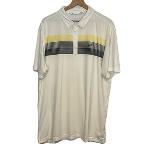 Travis Mathew XL White Stripe Golf Polo Short Sleeve Shirt